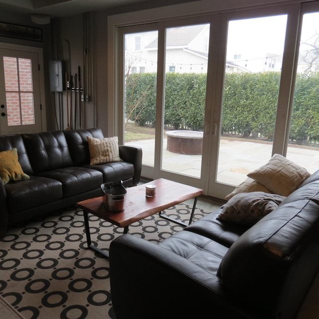 living room featuring french doors