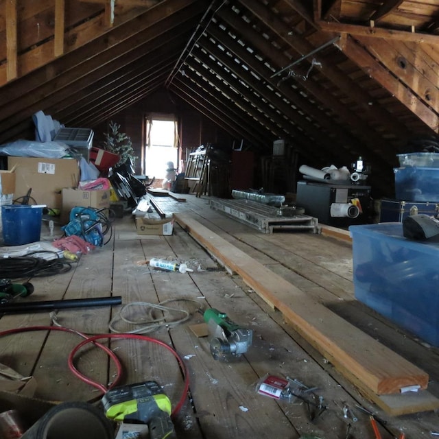 view of unfinished attic