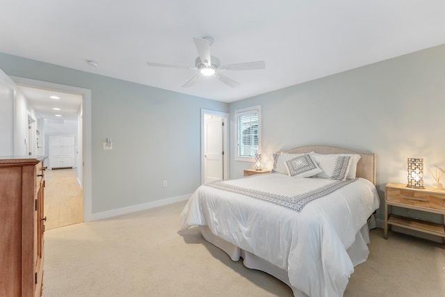 108 27th St, Avalon, NJ 08202 - bedroom featuring light carpet, baseboards, and a ceiling fan