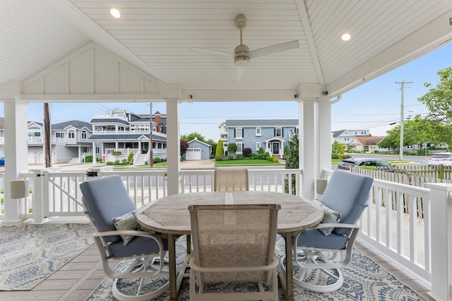 108 27th St, Avalon, NJ 08202 - view of patio / terrace with a residential view, a ceiling fan, and outdoor dining space
