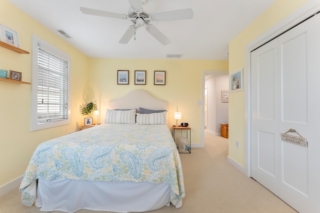 108 27th St, Avalon, NJ 08202 - bedroom with a closet, carpet floors, baseboards, and ceiling fan