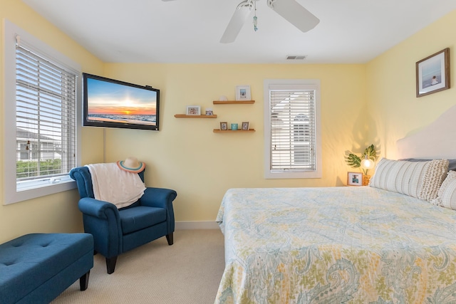 108 27th St, Avalon, NJ 08202 - bedroom with carpet flooring, multiple windows, baseboards, and ceiling fan