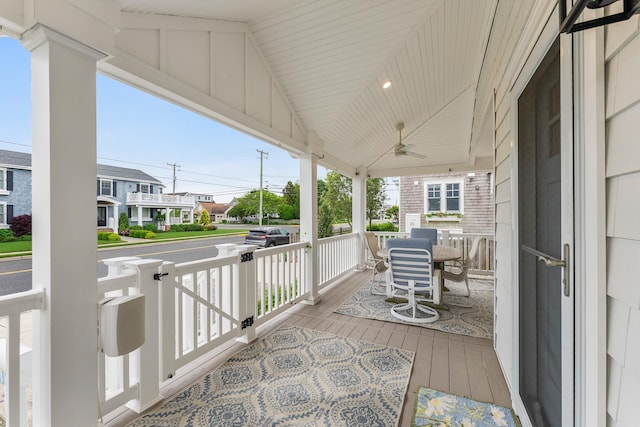108 27th St, Avalon, NJ 08202 - wooden porch featuring outdoor dining space and ceiling fan