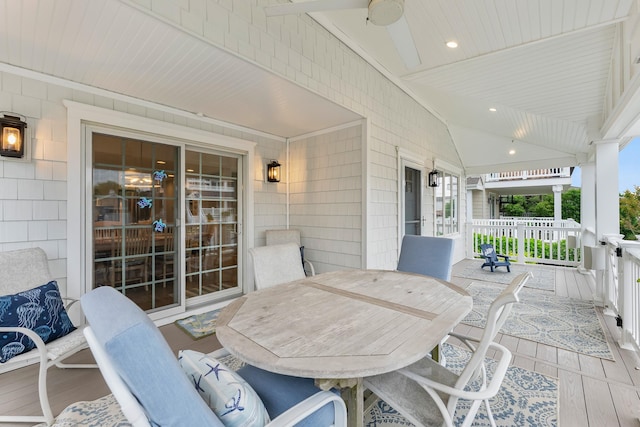108 27th St, Avalon, NJ 08202 - porch with a ceiling fan and outdoor dining space