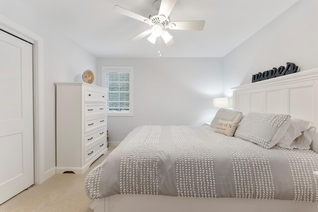 108 27th St, Avalon, NJ 08202 - bedroom featuring light carpet, a ceiling fan, and baseboards