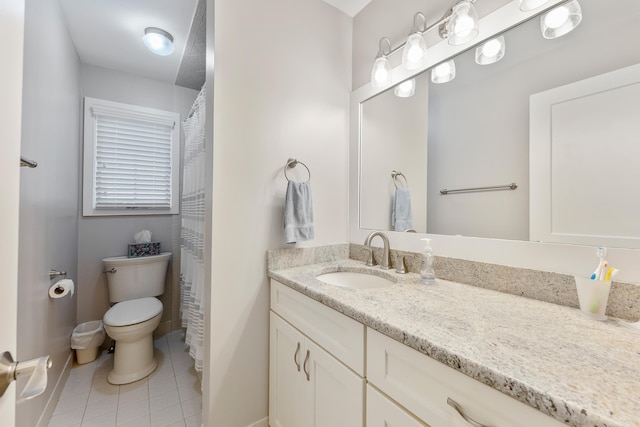 108 27th St, Avalon, NJ 08202 - full bathroom featuring tile patterned flooring, vanity, toilet, and a shower with shower curtain