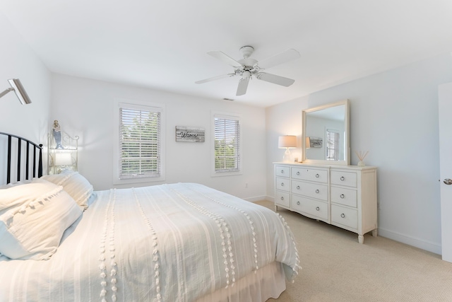 108 27th St, Avalon, NJ 08202 - bedroom featuring baseboards, light carpet, and a ceiling fan