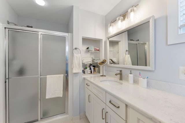 108 27th St, Avalon, NJ 08202 - full bath featuring a stall shower, vanity, and tile patterned flooring