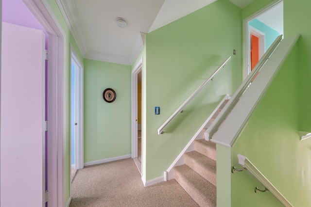 902 Ocean Dr Unit 306, Lower Township, NJ 08204 - staircase featuring carpet flooring, baseboards, and crown molding