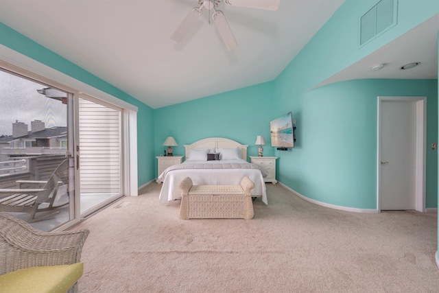902 Ocean Dr Unit 306, Lower Township, NJ 08204 - carpeted bedroom featuring visible vents, baseboards, access to outside, and ceiling fan