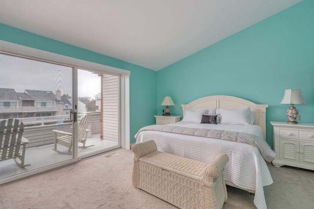 902 Ocean Dr Unit 306, Lower Township, NJ 08204 - bedroom featuring lofted ceiling, access to outside, visible vents, and carpet floors
