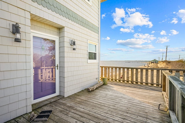 deck with a water view