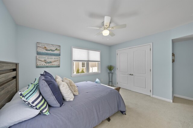 2026 6th Ave Unit S, Avalon, NJ 08202 - bedroom featuring carpet flooring, a closet, baseboards, and ceiling fan