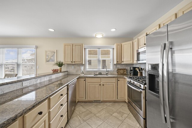 2026 6th Ave Unit S, Avalon, NJ 08202 - kitchen with stainless steel appliances, light brown cabinetry, healthy amount of natural light, and recessed lighting