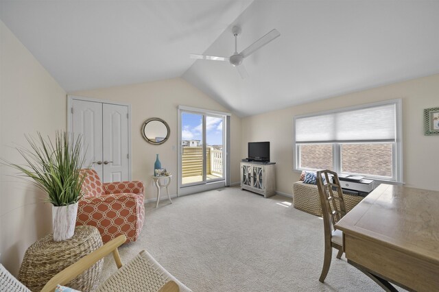 2026 6th Ave Unit S, Avalon, NJ 08202 - carpeted office featuring ceiling fan, lofted ceiling, and baseboards