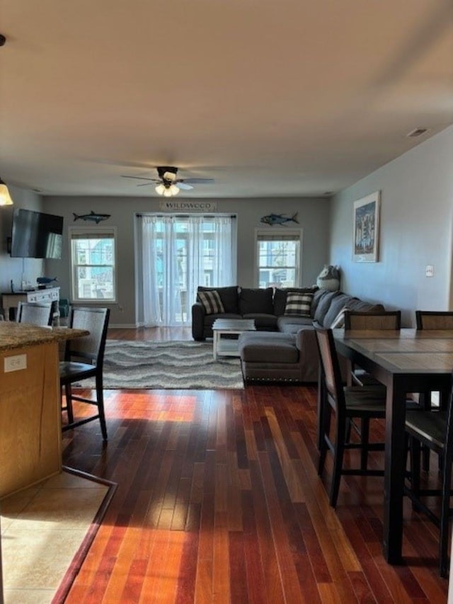 145 W Andrews Ave Unit 100, Wildwood, NJ 08260 - living room featuring dark wood finished floors and a ceiling fan