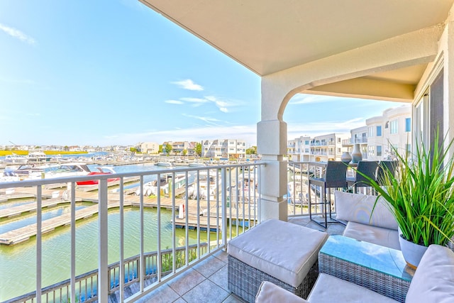 balcony with a water view