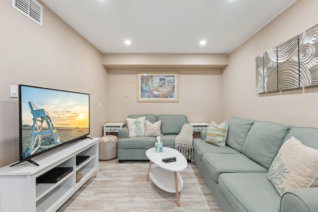 living room featuring light hardwood / wood-style flooring