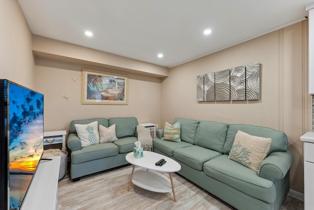 living room featuring light wood-type flooring