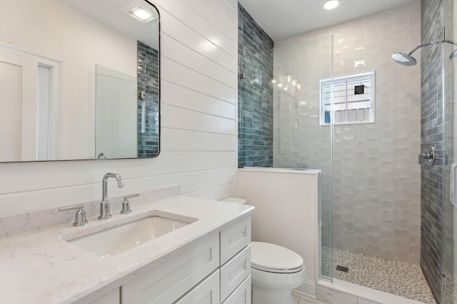 427 E 5th Ave, North Wildwood, NJ 08260 - full bathroom featuring a tile shower, vanity, and recessed lighting