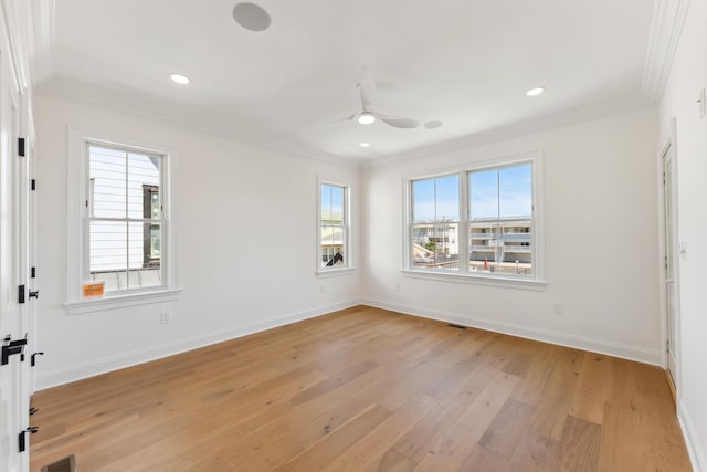 427 E 5th Ave, North Wildwood, NJ 08260 - unfurnished room with crown molding, a ceiling fan, light wood-type flooring, and recessed lighting