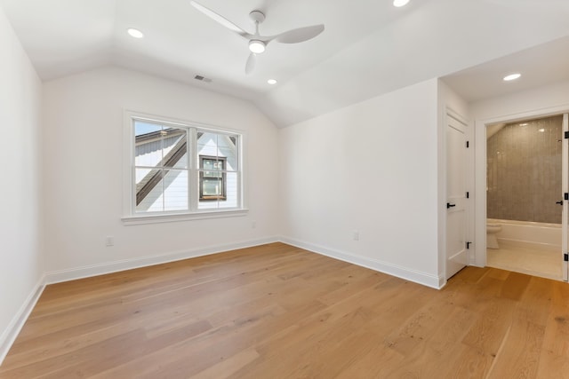 427 E 5th Ave, North Wildwood, NJ 08260 - additional living space with a ceiling fan, vaulted ceiling, light wood finished floors, and recessed lighting