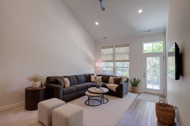 106 Bay Breeze Blvd Unit 106, Cape May Court House, NJ 08210 - living area with baseboards, high vaulted ceiling, and recessed lighting