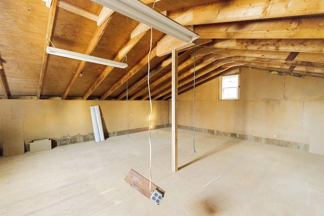 view of unfinished attic