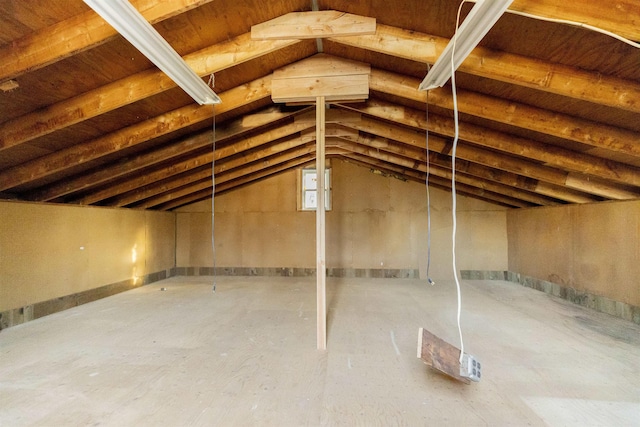 view of unfinished attic