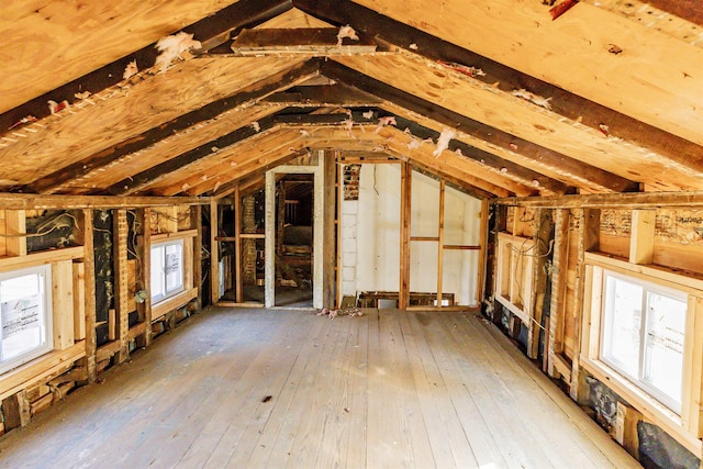 view of unfinished attic