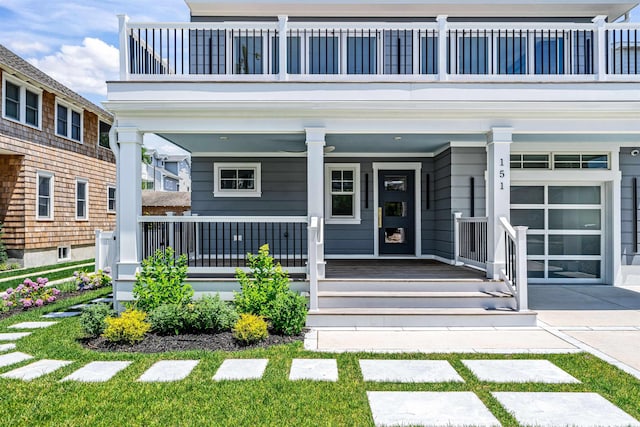 151 37th St, Avalon, NJ 08202 - view of exterior entry with a balcony and covered porch