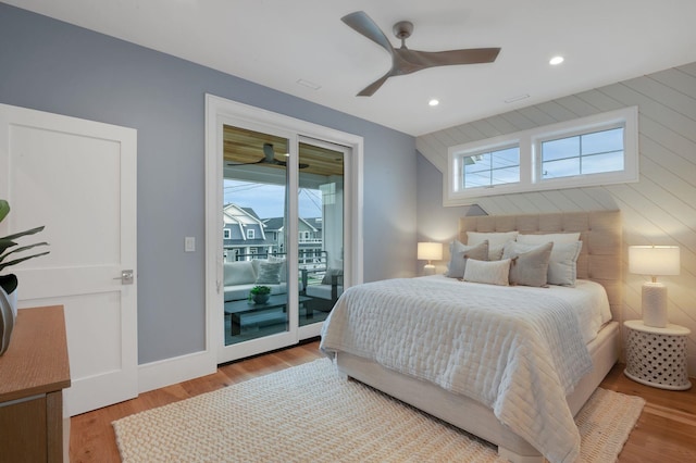 2045 W Ave, Ocean City, NJ 08226 - bedroom featuring access to exterior, wood finished floors, recessed lighting, ceiling fan, and baseboards