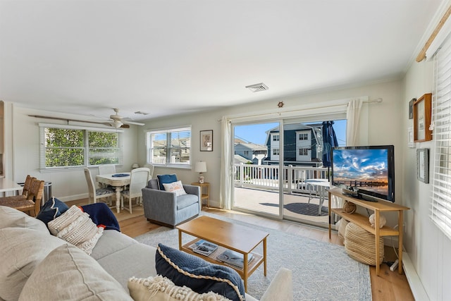460 20th St Fl 2Nd, Avalon, NJ 08202 - living room featuring a ceiling fan and wood finished floors