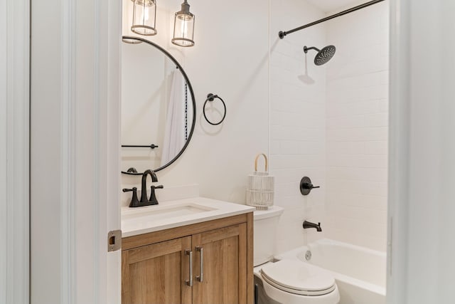 full bathroom featuring vanity, toilet, and shower / bathtub combination