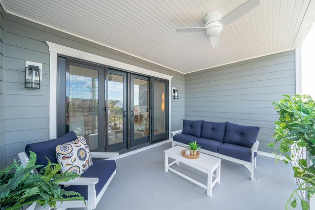 view of patio / terrace featuring an outdoor living space and ceiling fan