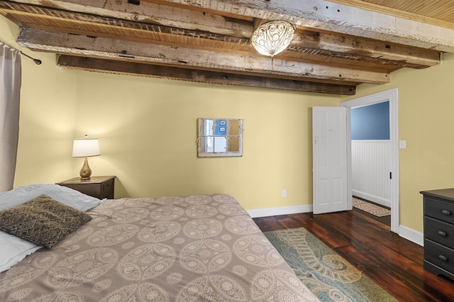 8281/2 Corgie St, Cape May, NJ 08204 - bedroom with a wood ceiling with exposed beams and dark wood-style flooring