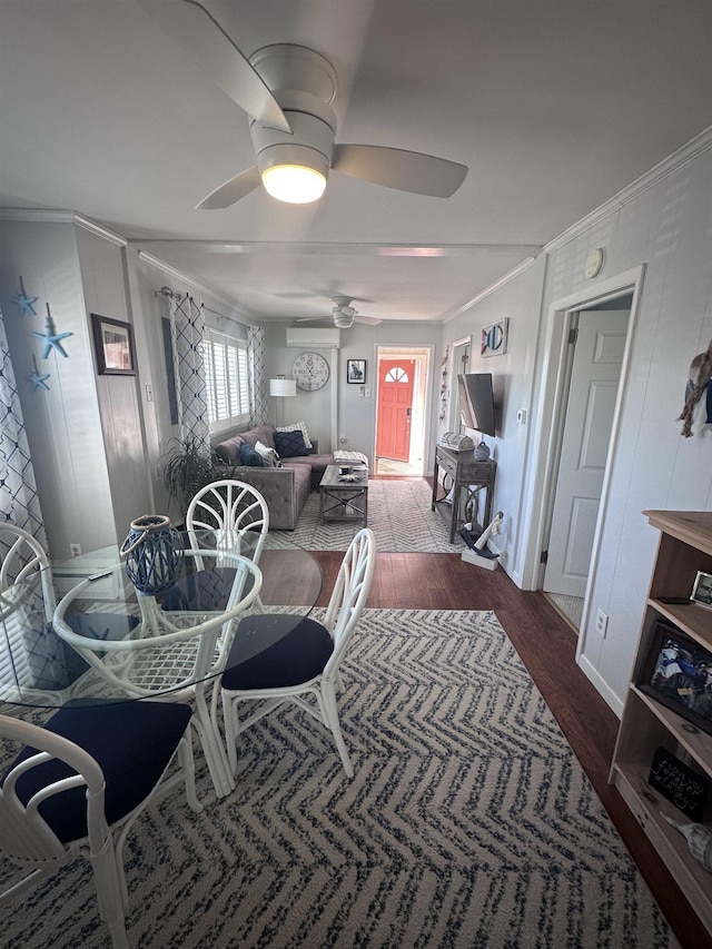 435 W Pine Ave, Wildwood, NJ 08260 - dining area featuring crown molding, wood finished floors, and ceiling fan