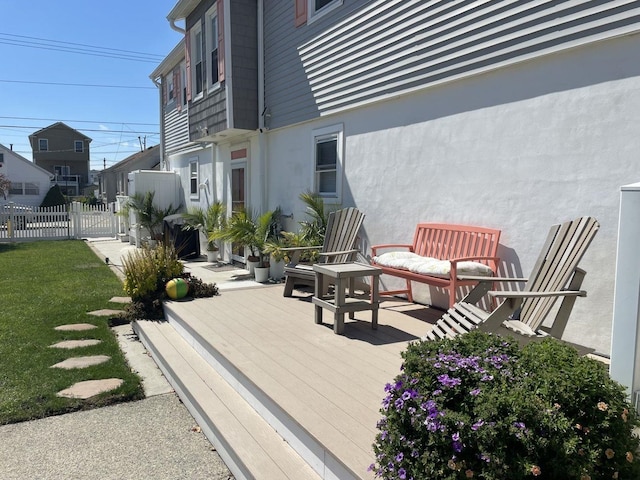 435 W Pine Ave, Wildwood, NJ 08260 - view of patio featuring fence, a wooden deck, and a gate