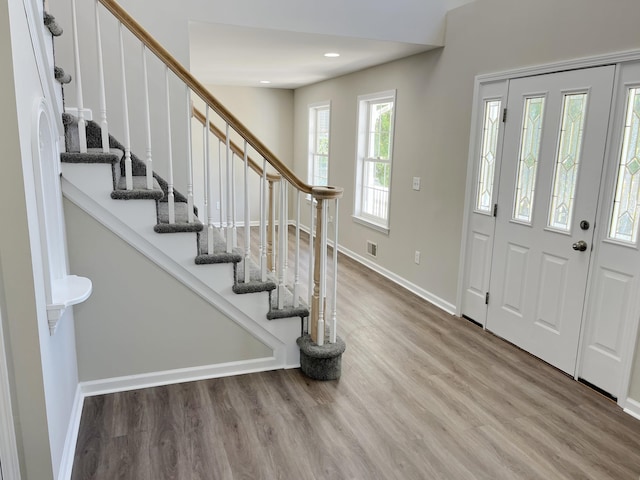 entrance foyer featuring wood-type flooring