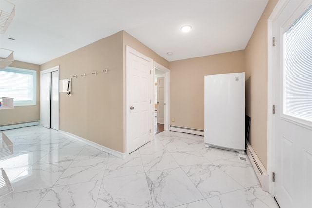 hallway with baseboard heating