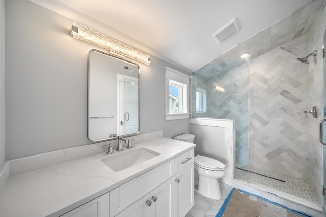 65 E 24th St, Avalon, NJ 08202 - full bathroom with a shower stall, vanity, and marble look tile flooring