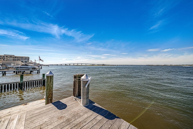 dock area featuring a water view