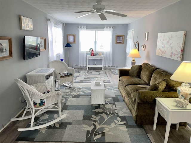 84018403 New Jersey Ave, Wildwood Crest, NJ 08260 - living room featuring hardwood / wood-style flooring and ceiling fan