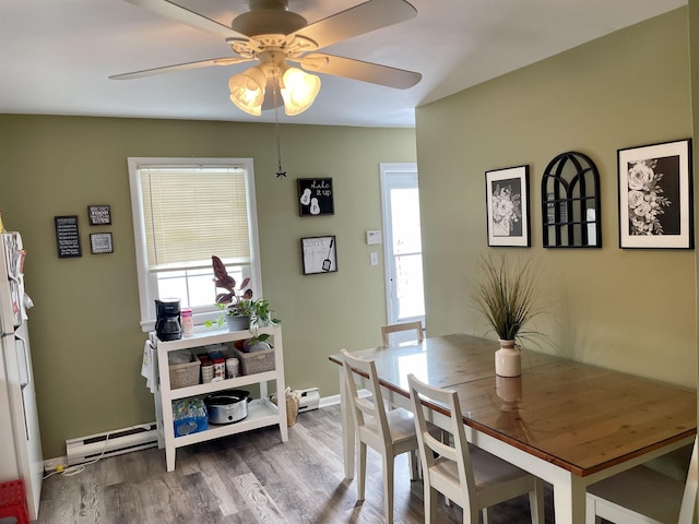 84018403 New Jersey Ave, Wildwood Crest, NJ 08260 - dining space with a wealth of natural light, hardwood / wood-style flooring, and ceiling fan