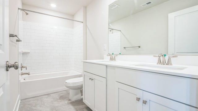 845 Broadway Unit 1, West Cape May, NJ 08204 - full bathroom featuring toilet, double vanity, washtub / shower combination, and tile patterned floors