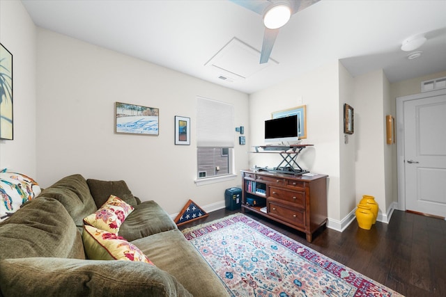 living room featuring dark hardwood / wood-style flooring