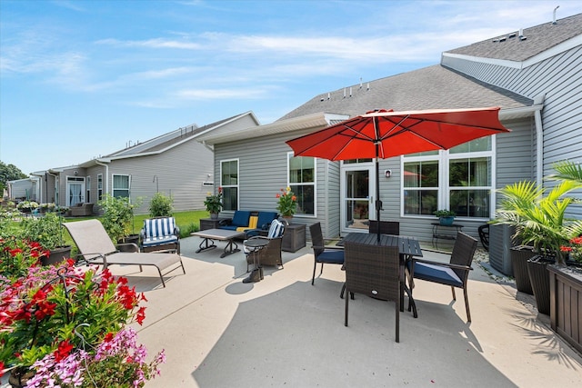 view of patio / terrace featuring central AC unit and an outdoor hangout area