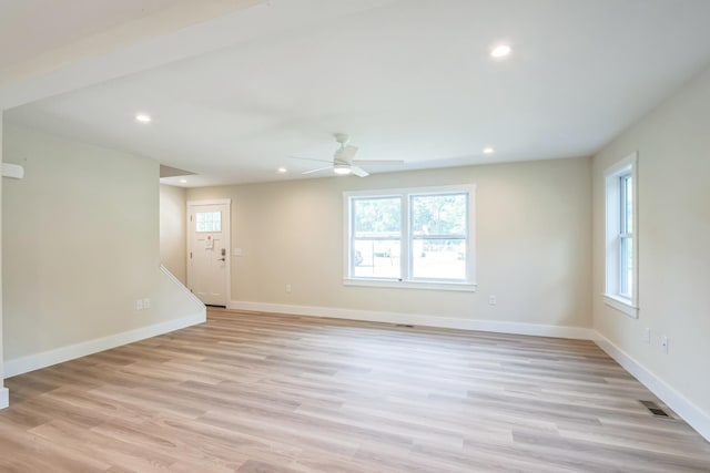80 W Rising Sun Dr, Ocean View, NJ 08230 - unfurnished room featuring plenty of natural light, recessed lighting, a ceiling fan, and light wood finished floors