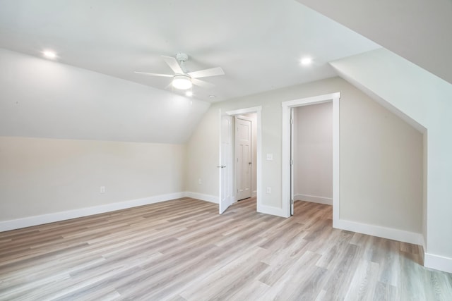 80 W Rising Sun Dr, Ocean View, NJ 08230 - additional living space featuring a ceiling fan, vaulted ceiling, light wood-style flooring, and recessed lighting