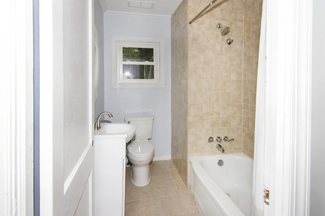 30 Pinetree Dr, Villas, NJ 08251 - full bath with toilet, tile patterned floors, vanity, shower / tub combination, and crown molding